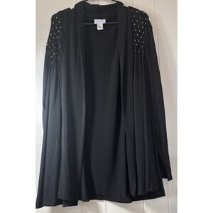 K Jordan Women Sz 24W Black With Golden Beads Long Sleeve Cardigan V9